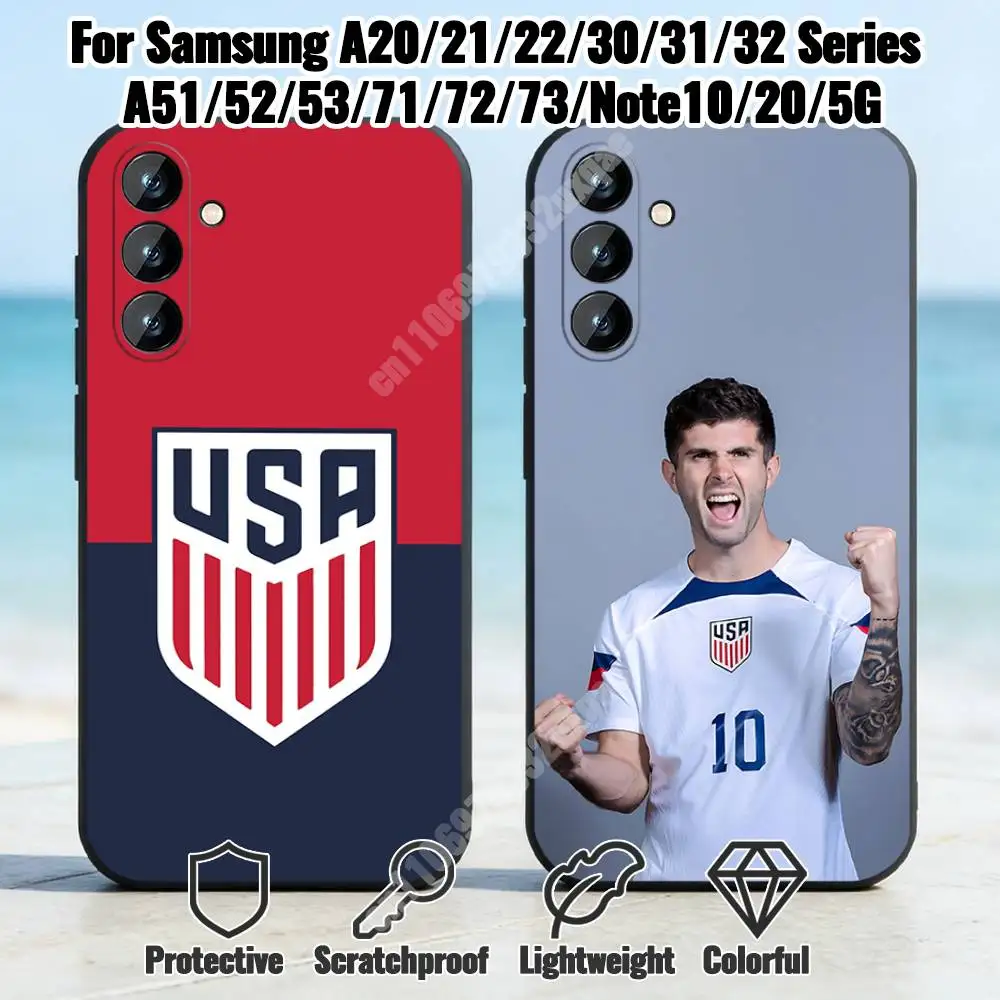 

USA Football P-Pulisic-S Phone Case for Samsung Galaxy A12 13 Note 10Pro 20Ultra A20 21 22 30 31 32 A71 72 TPU Cover