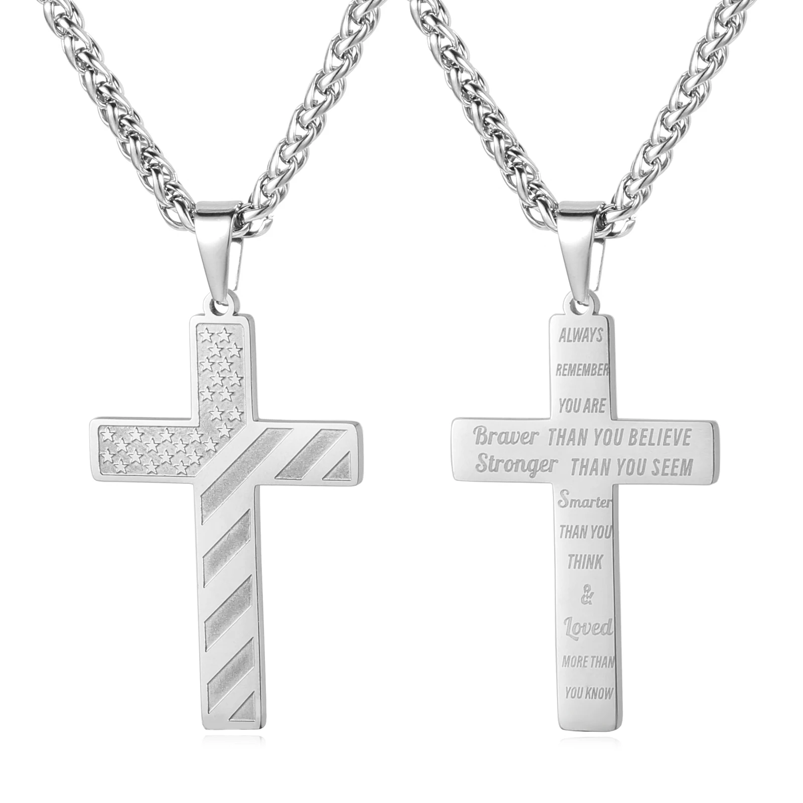 

Graduation Gifts for Men Cross Necklace Bible Verse Stainless Steel American Flag Pendant Chain for Men Boys Jewelry Graduation