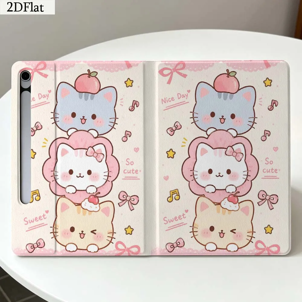 Cute Cat Stack Pink For Samsung Galaxy Tab S11 S10 S9 S8 S7 S6 A11 A10.1 A9 A8 A7 Ultra FE Plus Soft Tablet Case Gift