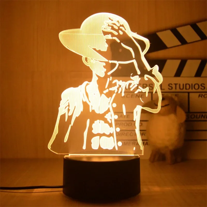 Anime One Piece Lamp Figure Luffy Zoro 3D Illusion Led Night Light Child Gift Action Figure Model Toy Kids Room Decor Table Lamp