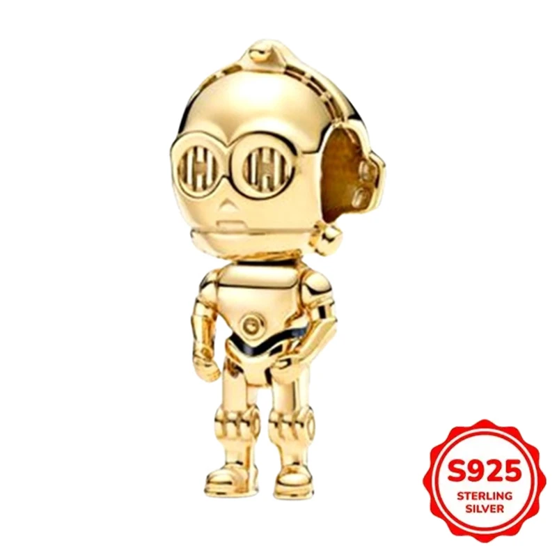 S925 Sterling Silber Star Wars Serie Charms Perlen Mandalorianer Helm Sturmtruppler Droide Anhänger Schlangenarmband DIY Schmuck Geschenk