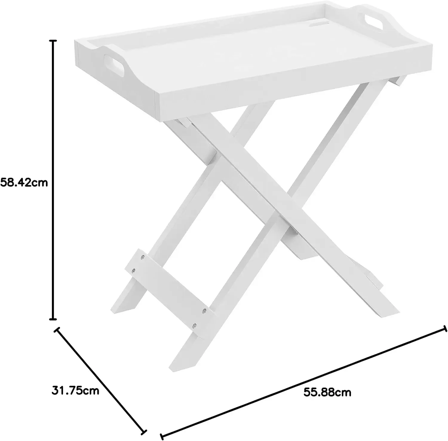 Folding End Table - Wooden Stand with Removable TV Tray for Serving or Décor - Night Stand, Living Room, or Entryway Table