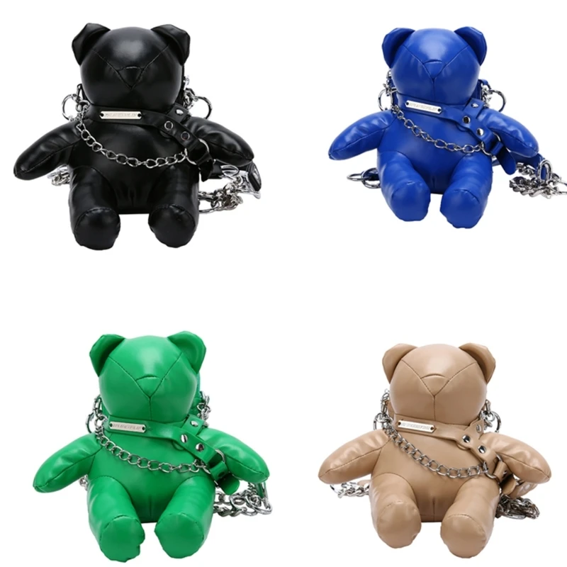 

E74B Fashionable PU Leather Small Crossbody Shoulder Bag with Soft Inner Lining Cute Bear Shape Phone Purse Wallet Handbag