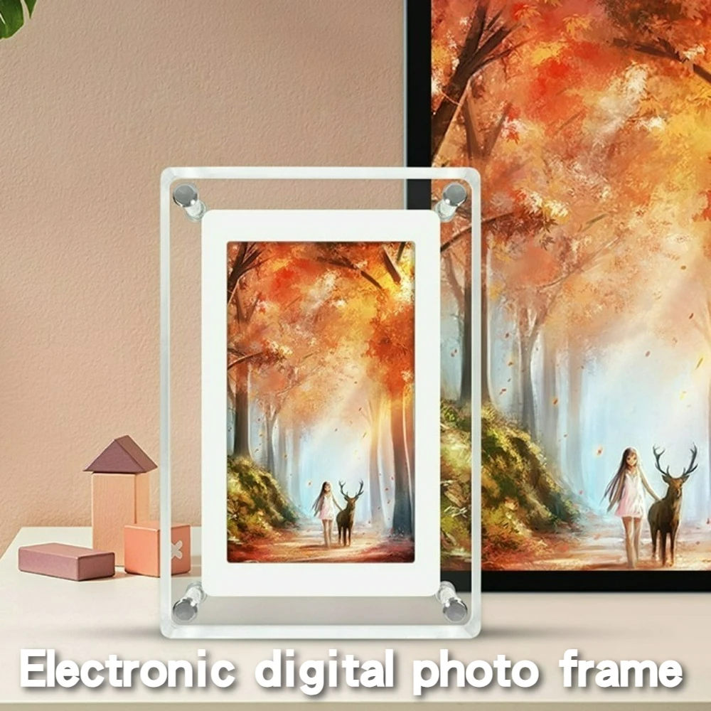 Acrylic Electronic Digital Photo Frame Photo Frame Portable 5-inch Vertical IPS Screen Storage Suitable for Desk/bedside/nursery