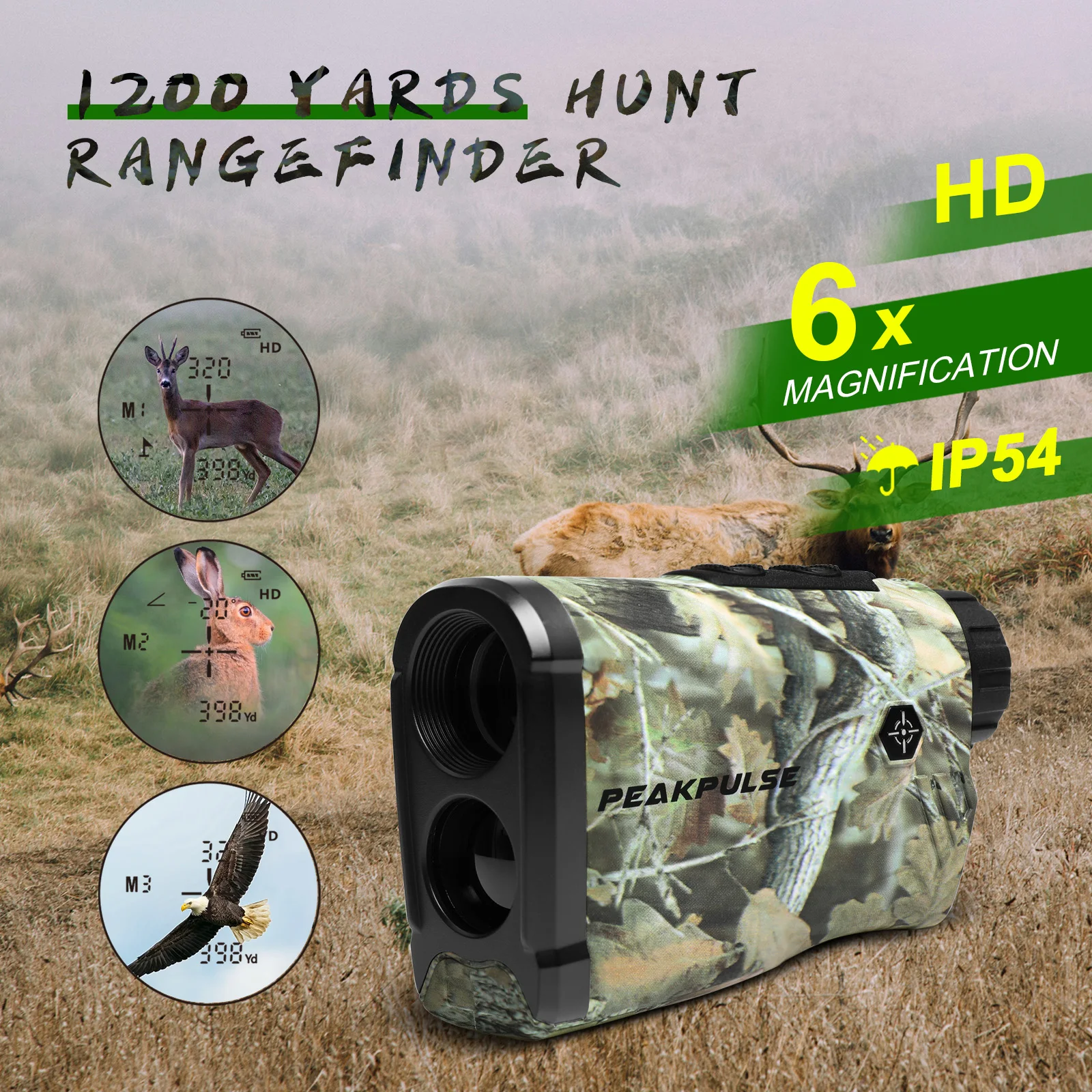 1300 Yards Hunting Range Finder Waterproof 6X Magnification Rangefinder Height Angle Horizontal Laser Distance Meter