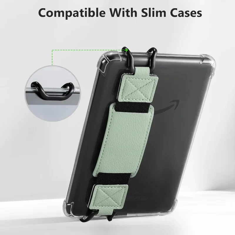 No More Dropped Readers! Universal E-Reader Hand Strap Sleeve. Fits Kindle, Kobo, Lenovo. Secure PU Leather Grip for Comfy One-H