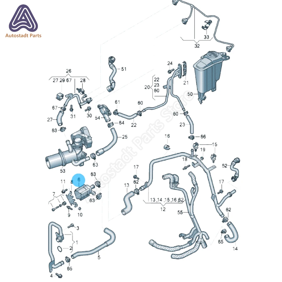 5Q0965561B Car Cooling/Additional Water Pump parking heater for 2.0T Vw Passat Tiguan Golf Sharan A3 5Q0 965 561 B