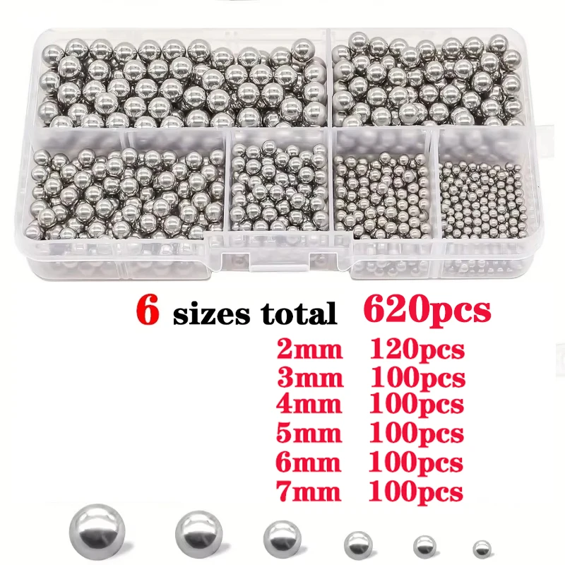 Conjunto de esferas de rolamento 304, contas de aço inoxidável, rolamentos de alta precisão, contas de rolo, bola sólida lisa para rolamentos, diâmetro 2mm ~ 7mm