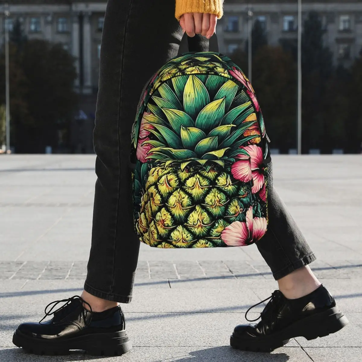 Tropical Hawaiian Pineapple Flowers Backpack Student BookBag Children School Bag Laptop Shoulder Bags for Boys Girls