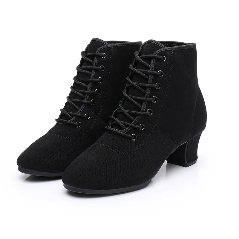 New Women Ballroom Latin Dance Shoes Jazz Modern Dance Boots Lace Up Dancing Boots Red Black Sports Dancing Sneakers