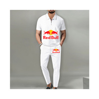 2025Red Bull Logo Men's Polo Set 2-piece New Red Bull Printed Jacket Men's Fashion Casual Simple Zipper Jacket Stormtrooper Coat