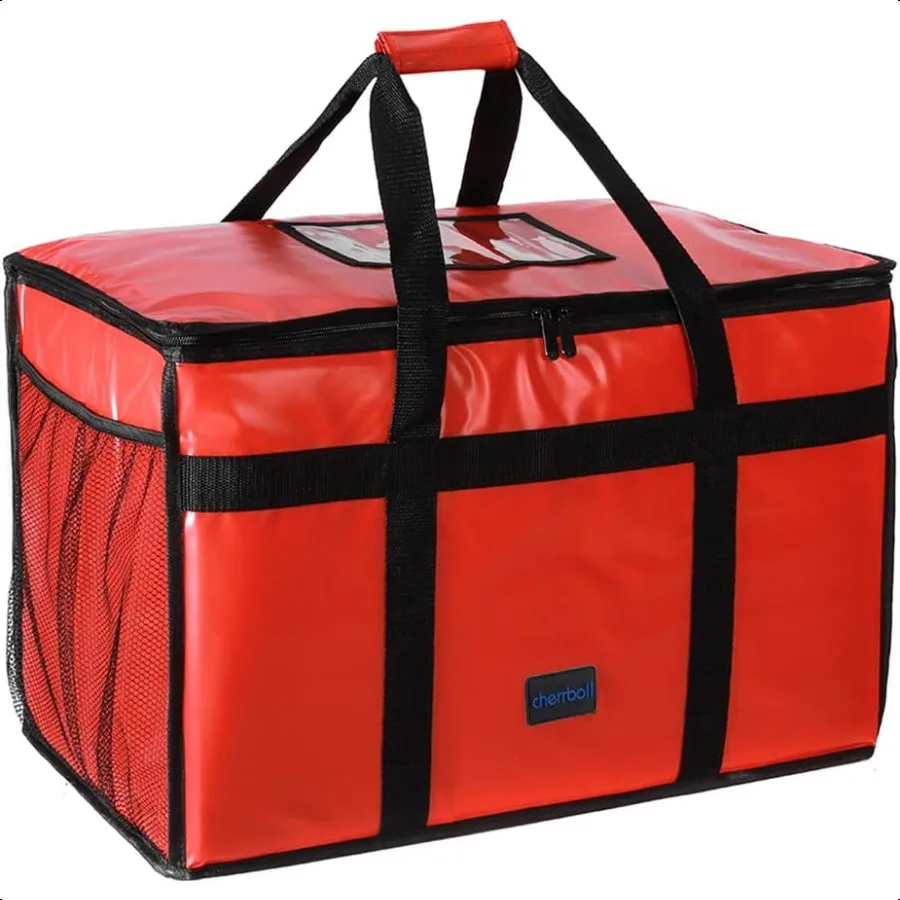 

Insulated Food Delivery Bag 23x14x15 Premium Large Commercial Catering Bag for Food Transport Thermal Food Carrier with Side Po