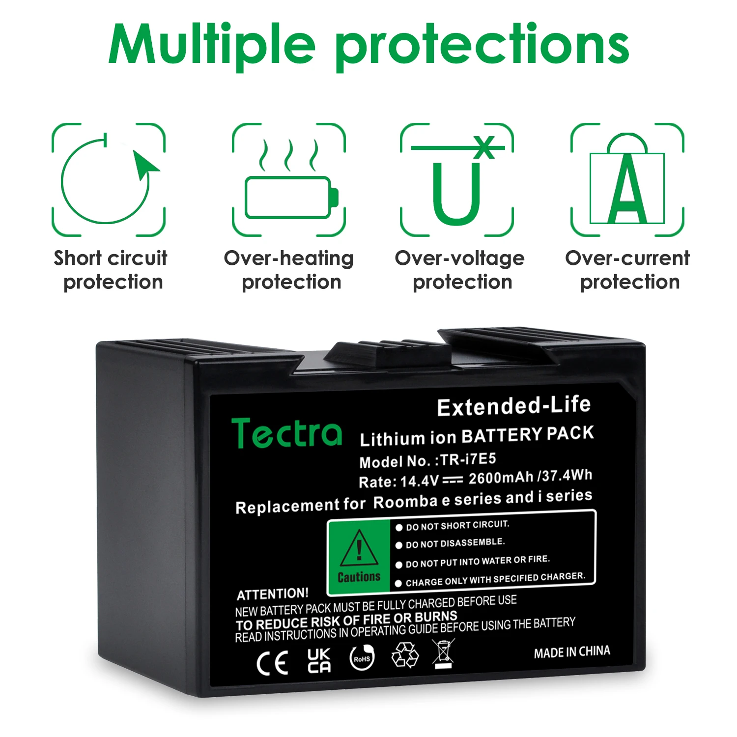 Аккумулятор емкостью 2600 мАч для iRobot Roomba i Series i7 i7+, e Series e5 e6 7150 7550 e5150 e5152 e5158 ABL-D1 Пылесосы