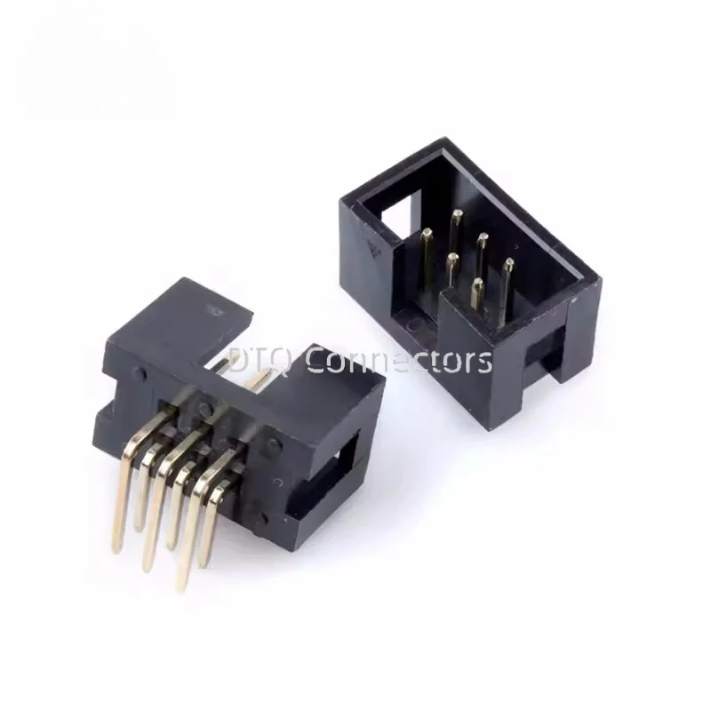 10 Stuks 2.54Mm Pitch Dc3 Mannelijke Connector 6 8 10 12 14 18 20 24 26 30 40 50 Pin Haakse Header Idc Socket 6P 8P 10P