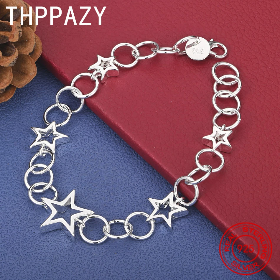 

THPPAZY 925 Sterling Silver Star Bracelet Men And Women Fashion Exquisite New Jewelry Birthday Gift Engagement Wedding Party