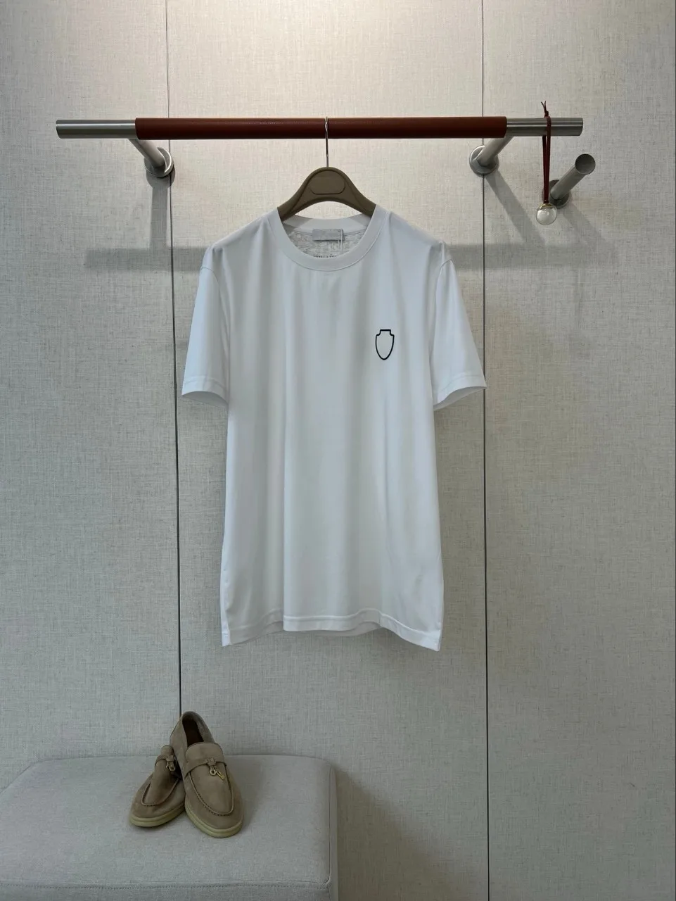 Mens Old Money Style High Count Liquid Ammonia Mercerized Long Staple Cotton Casual Embroidered Logo Crew Neck Summer Short Slee