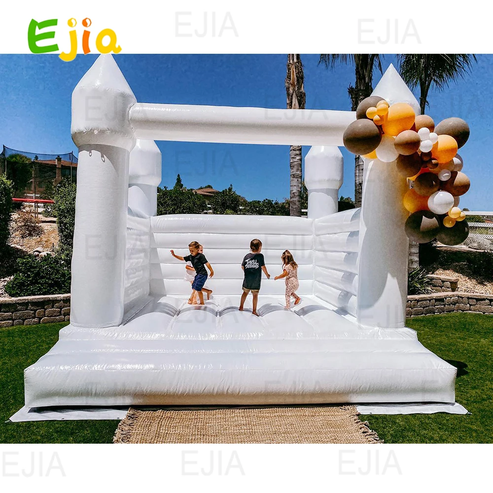 Inflatable White Bounce House 13ft Large PVC Inflatable Jumping Castle For Party  with 950w Air Blower For Wedding Event