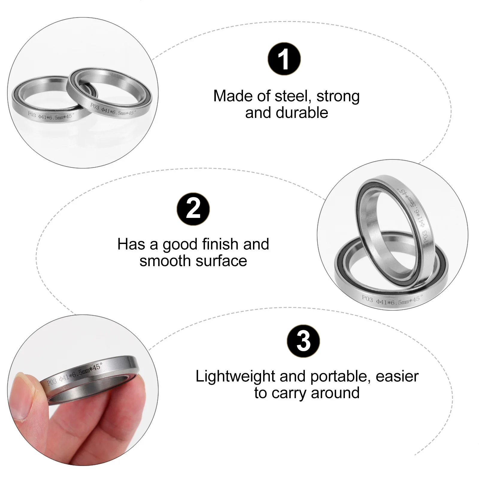 2Pcs Bicycle Bearings Steel Headset Sealed Ring Fine Machining Sleek Surface Impurities Prevention Bike Bearing