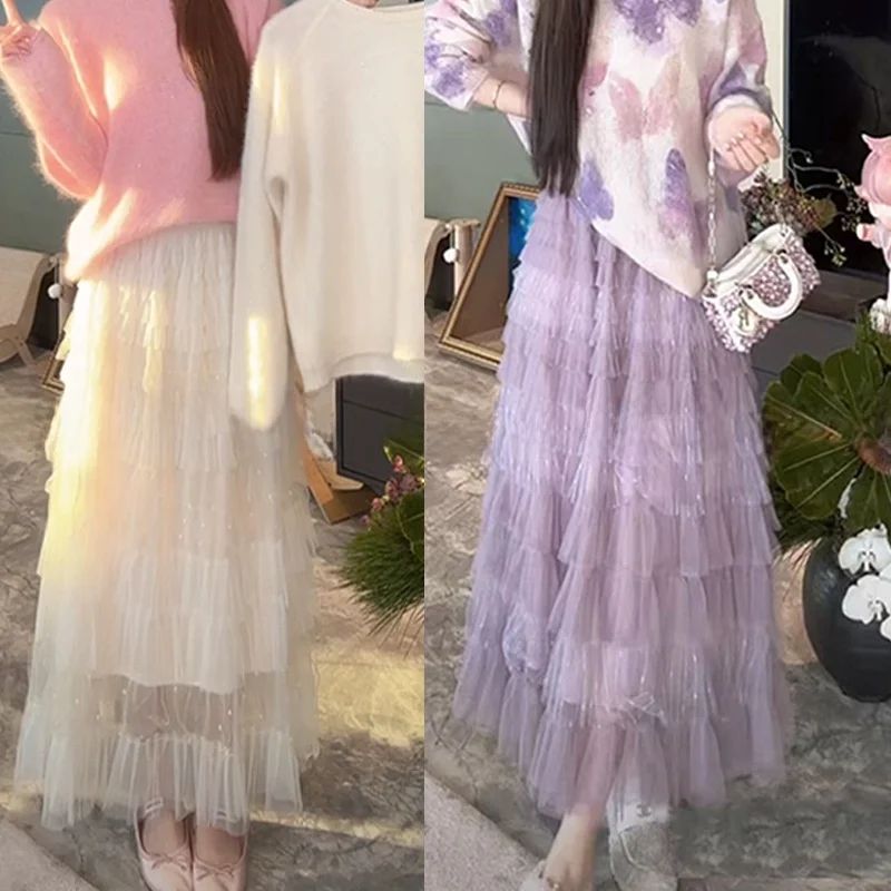 

Юлу Ультра Фееричная Тяжелая Многослойная Тюлевая Юбка-Торт с Завышенной Талией G09085, 100% Полиэстер, Осень 2025