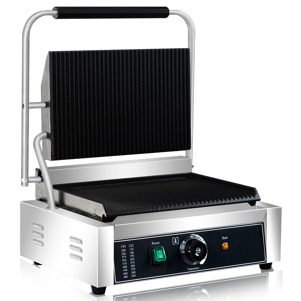 業務用パニーニコンタクトグリル大型サンドイッチプレスパニーニメーカーマシン14インチ x 9インチ調理面2200W