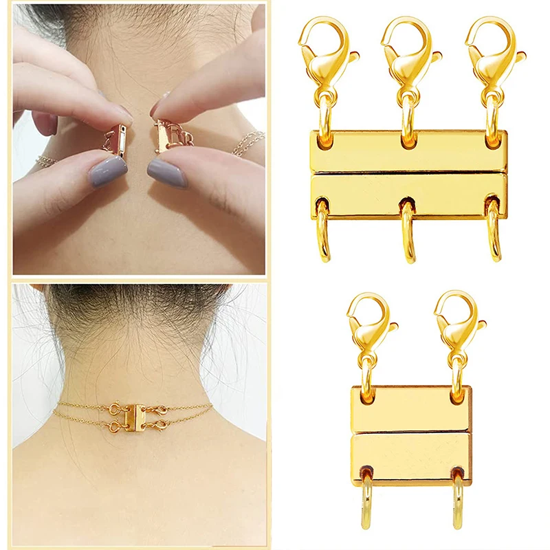 Hebilla de conexión de collar de múltiples capas de oro, proceso de galvanoplastia, collar de bricolaje, hebilla de joyería, Material de aleación, 1pc