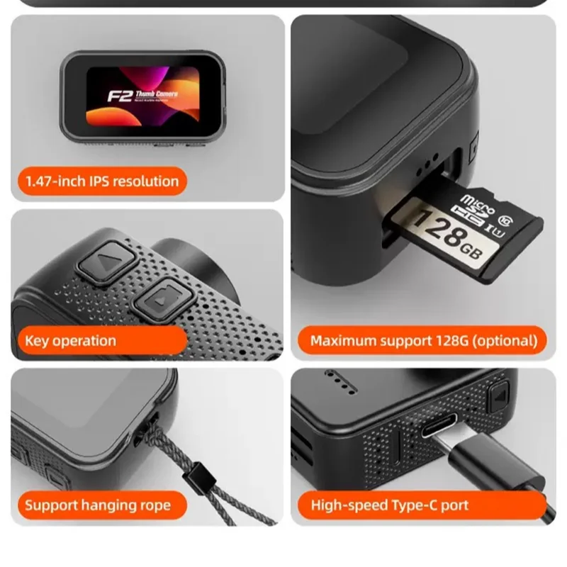 Lenovo Portable Mini Action Camera 4K HD Thumb POV Camera Body Cam Wearable Helmet Recorder Magnetic Pocket Sports Camera view 6