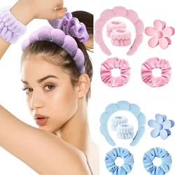 6pcs/set Women's SPA Hairband Set Headband Hair Hoop Claw Clip Velvet Hair Hoop Wristband for Washing Face Skincare Makeup Wear