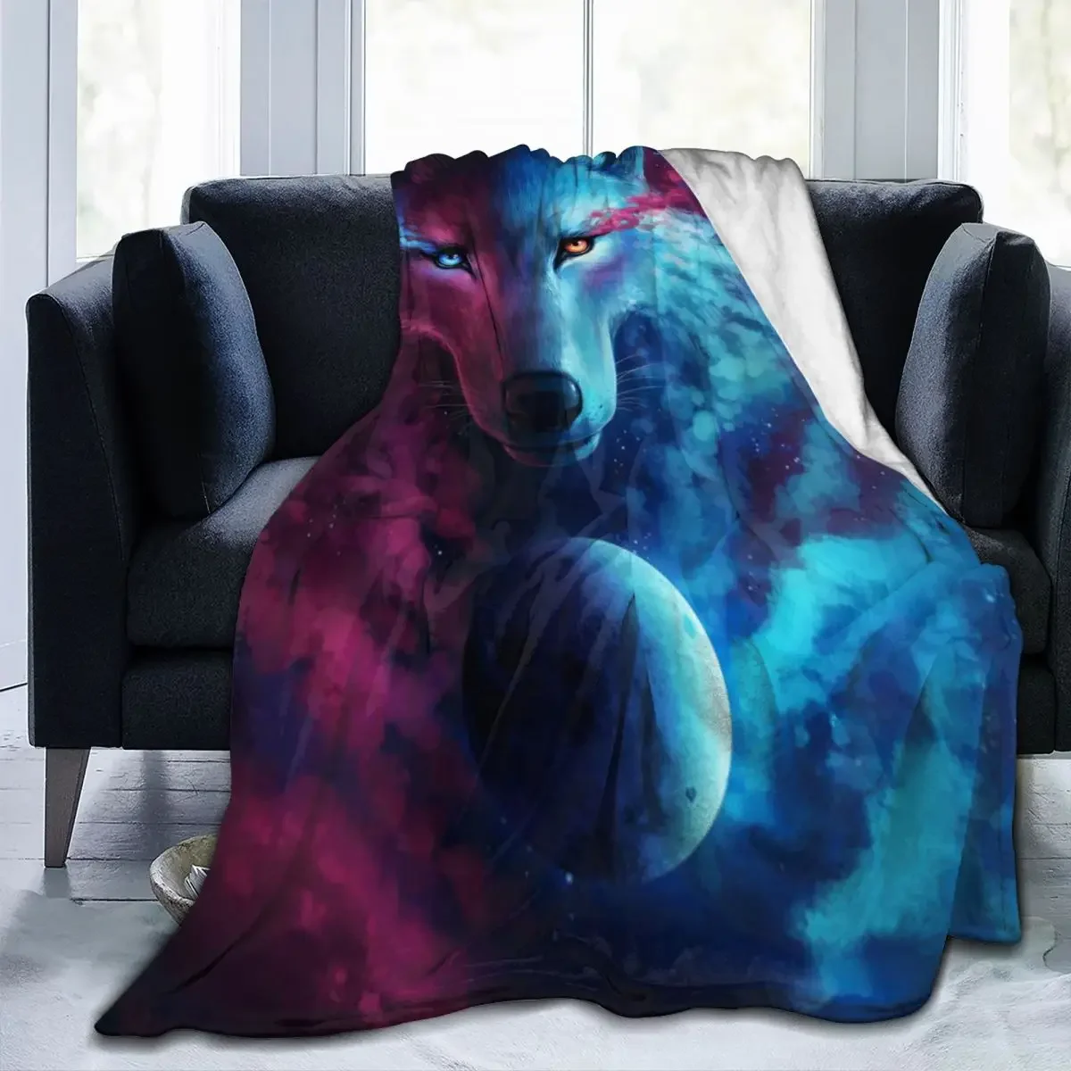 

Light and Darkness Baby Blankets Velvet Winter Animal Ferocious Portable Super Soft Throw Blankets for Bed Couch Quilt