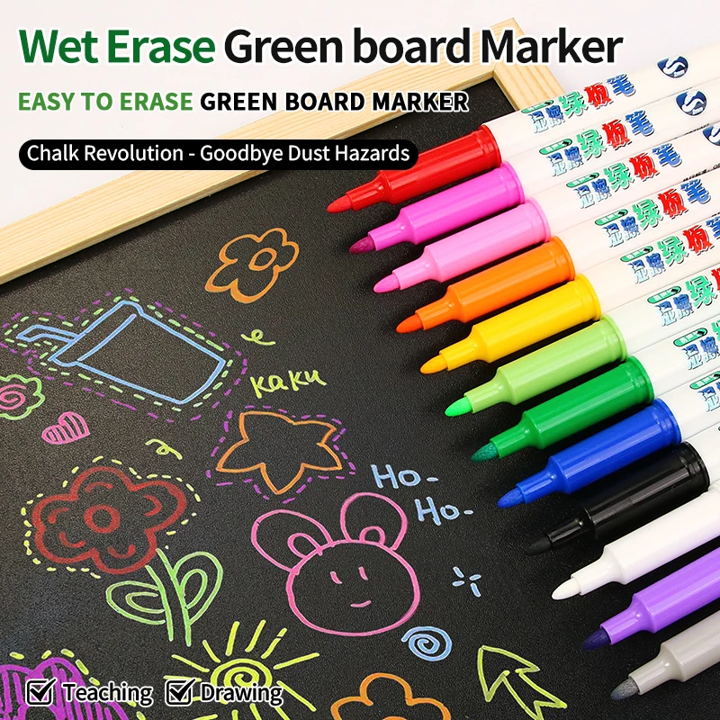 1 Piece of Whiteboard Marker, 12 Colors, Refillable, Large Capacity, Erasable, Teacher's Drawing Board Marker, Thick Tip, Round Tip, Whiteboard Marker for Drawing, Student Drawing Board Writing Pen