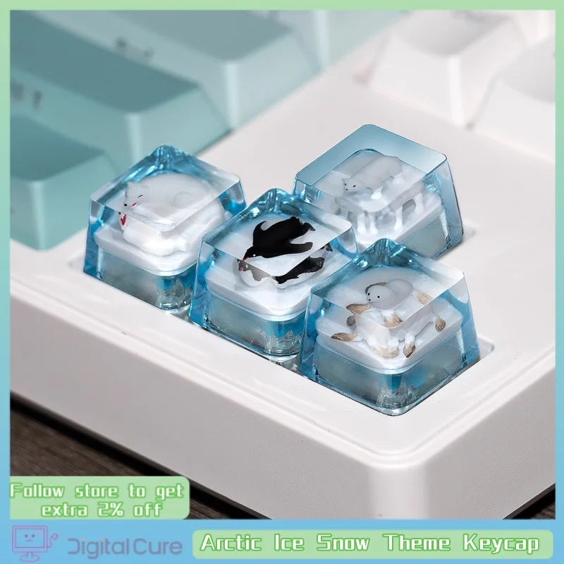 Arctic Ice And Snow Theme Keycap Original Transparent Single Animal Pattern Customized Mechanical Keyboard Keycap Peripheral