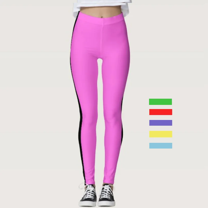 Color-matching printed stretch slim-fit elastic waist casual leggings for women every day