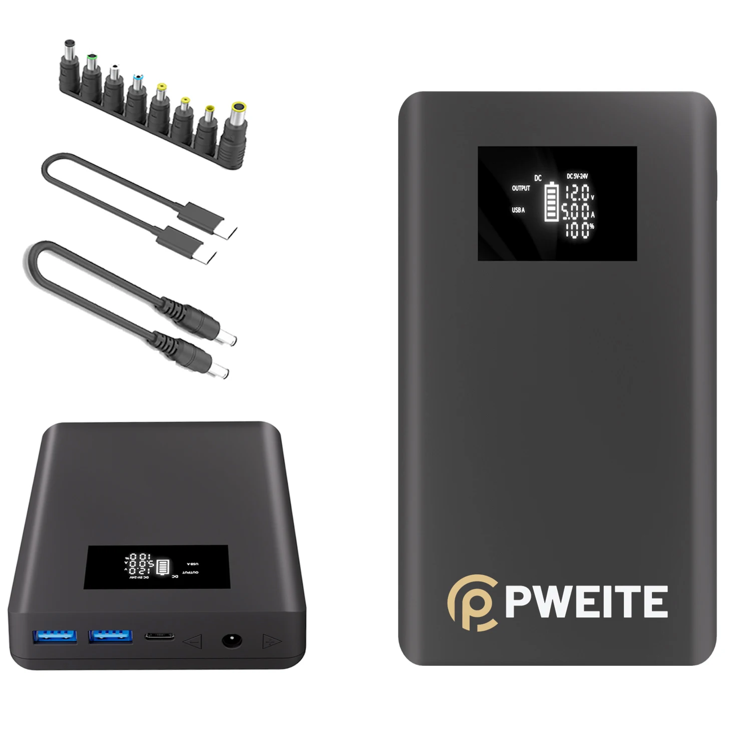 PD 100W DC Powerbank 20000mah 9V 12V 15V 16.5V 19V 1A 2A 3A 4A 5A 6A Laptop Power Bank 24V 20V for CPAP Router Projector Modem