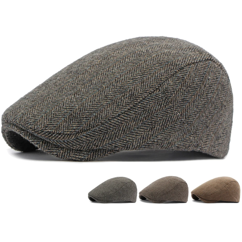 HT5180 Mens Berets Women Vintage Artist Painter Wool Beret Hat 2026 New Striped Ivy Flat Cap Male Female Autumn Winter Beret Cap