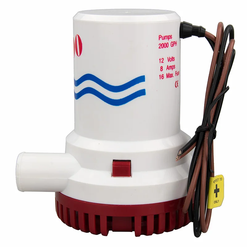 Non Automatic Bilge Pump for Boats 2000 GPH Submersible Pump 12V 8A Boat Marine  Heavy Duty