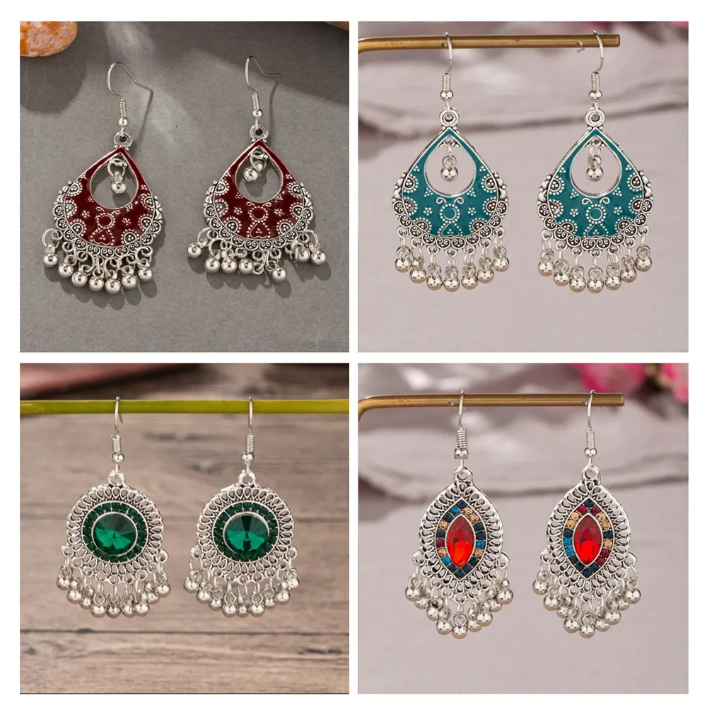 

New Indian Style Jewelry Wholesale Ladies Bohemian Tassel Bells Earrings Ladies Vintage Earrings