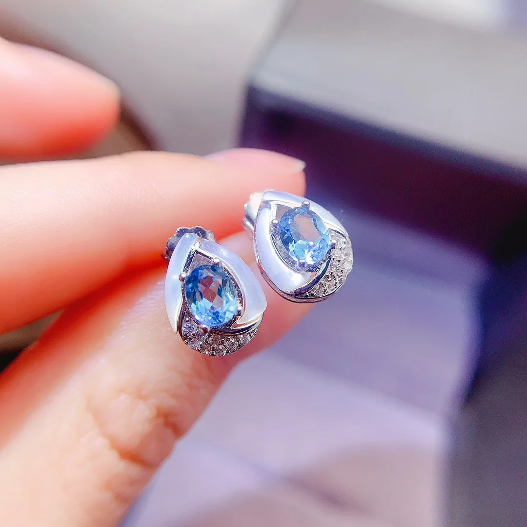 

Chic Natural Topaz Ear Studs S925 Sterling Silver Trendy Women Jewelry By Fashion Designer Luxury Design