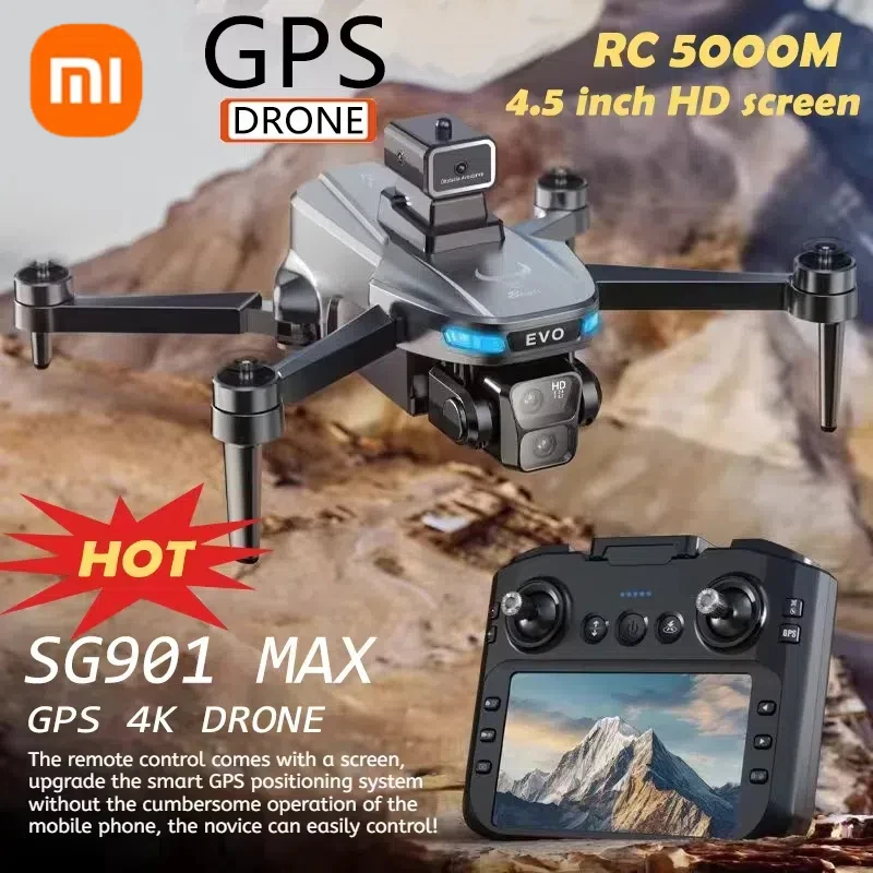 XIAOMI SG901 MAX Drone Dual Camera GPS Brushless Intelligent Obstacle Avoidance Mapping Screen Control 4.5 inch RC Aircraft Hot