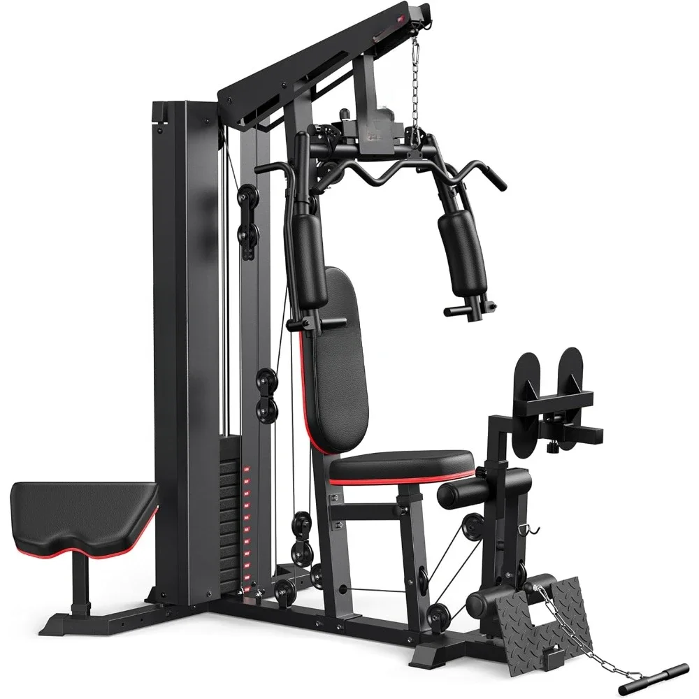 tool.home.Home Gym, Multifunctional for Leg Press, 150LBS Weight Stack Machine, Workout Station with Pulley System for Full Body