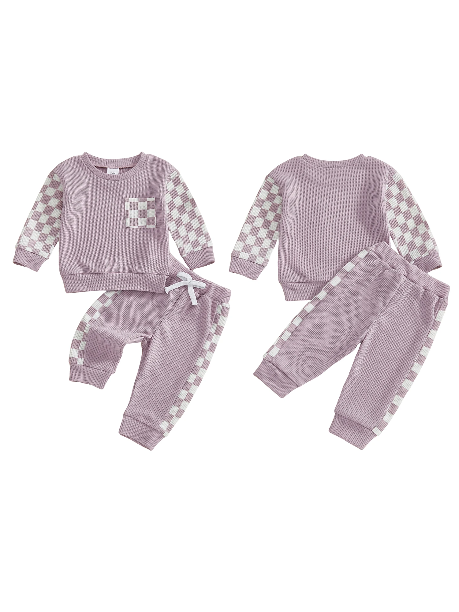 الرضع الخريف منقوشة مجموعة سترة منقوشة الشبكة مع جولة العنق بسط بنطلون للطفل رضيع أو فتاة #4