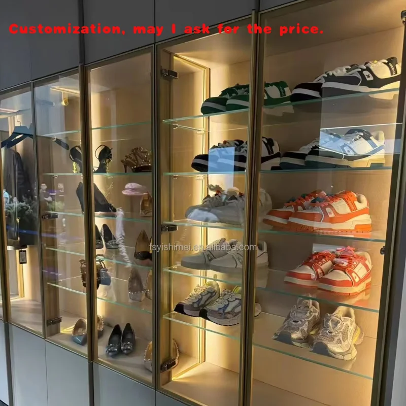 

на заказ.Минималистичный современный роскошный алюминиевый высококачественный стеклянный настенный шкаф-витрина со светодиодной подсветкой для жизни.