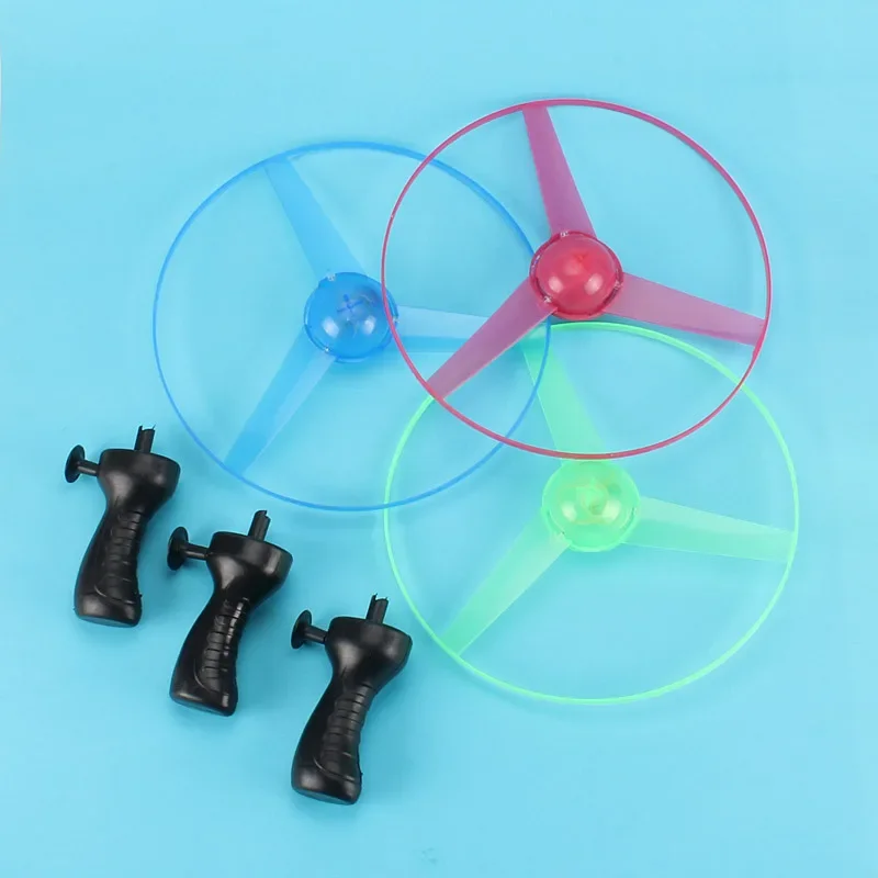 1pc Pull Wire Glow UFO Funny Spinning Flyer Luminous LED Light Handle Top Toys for Kids Gifts Outdoor Sport Parent-child Game