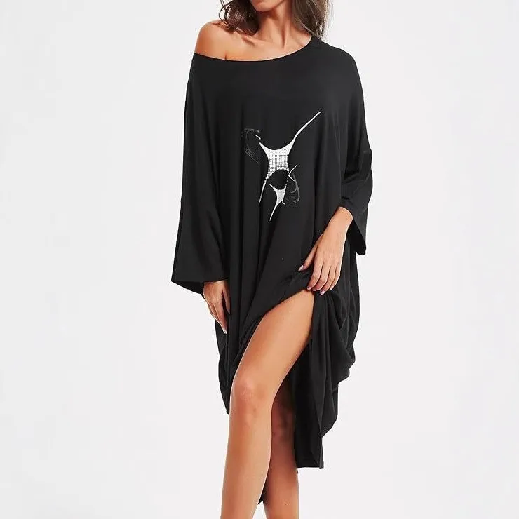 Women's nightgown loungewear T-shirt short-sleeved pajamas nightgown with pockets