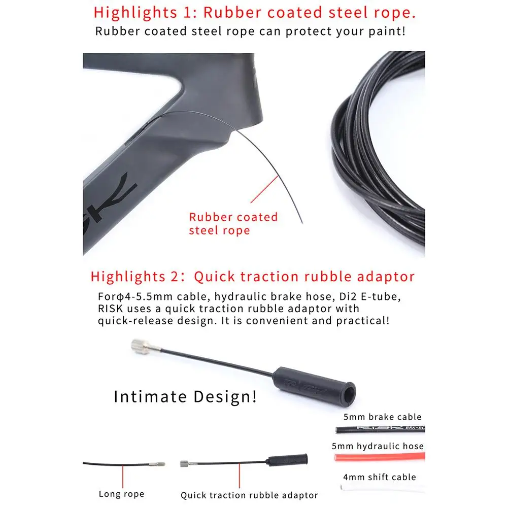 Ferramenta de roteamento do cabo interno da bicicleta com ímã guia de cabo interno para o fio hidráulico do deslocamento do quadro da bicicleta