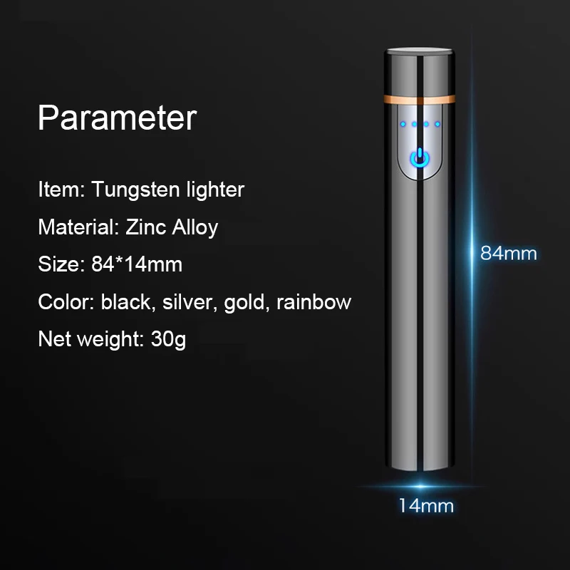 Поставка прямых поставок, Мини тонкая зажигалка с Usb зарядкой, Электронная Вольфрамовая турбо-зажигалка, Электронная ветрозащитная Бездымная зажигалка с эффектом пламени