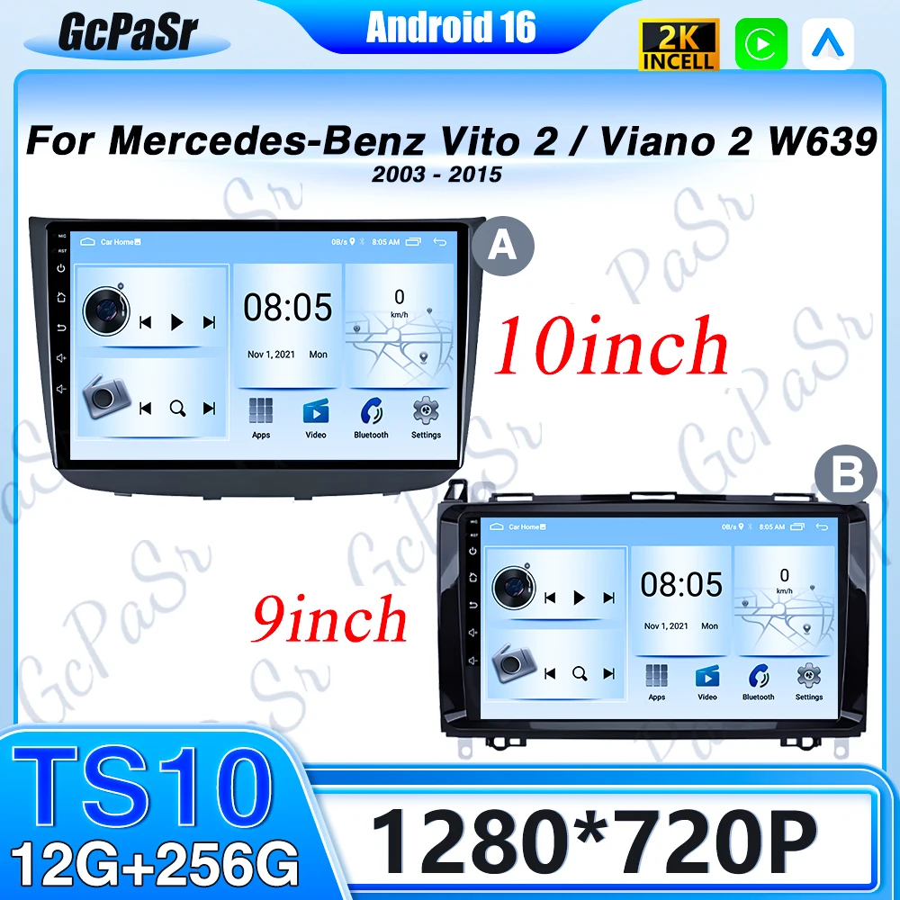 

Car Radio For Mercedes-Benz Vito 2 W639 Viano 2 W639 2003 - 2015 Video Multimedia Android Player Stereo Navigation GPS 5G WIFI