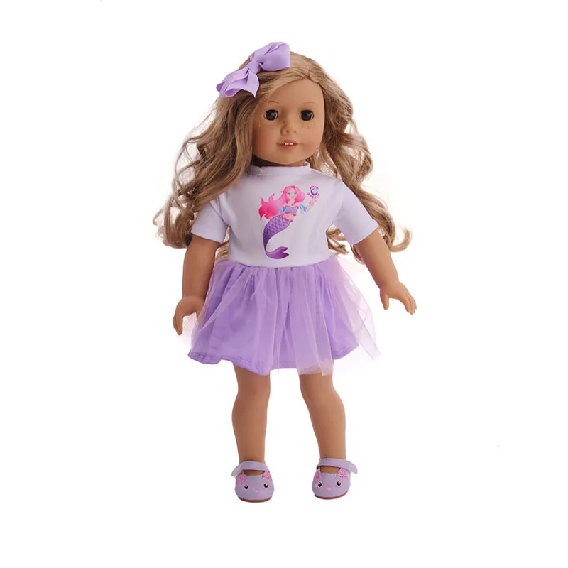 Doll Accessories Miniture Clothes,Shoes,Suitcase Suit Purple Sleeping Bag Pajamas Fit 18Inch American Doll&43cm Reborn Baby Doll