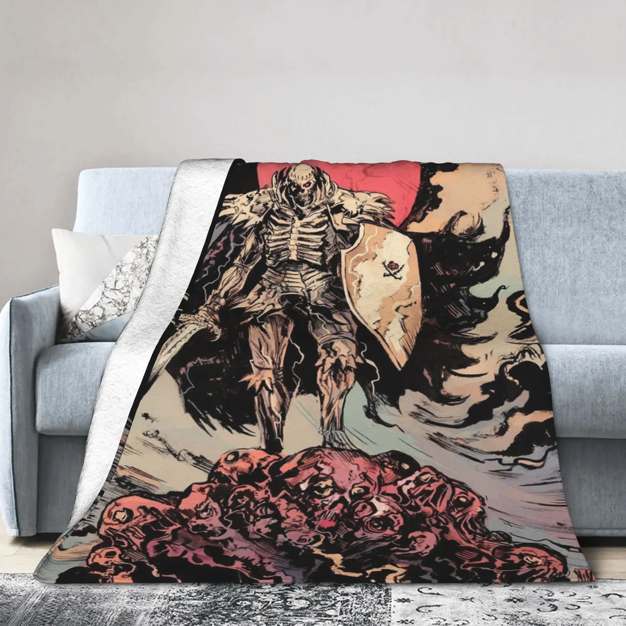 Custom B-Berserks Blankets Warm Flannel Manga Dark Fantasy Black Swordsman Style Throw Blanket for Bedding Couch Bedspread