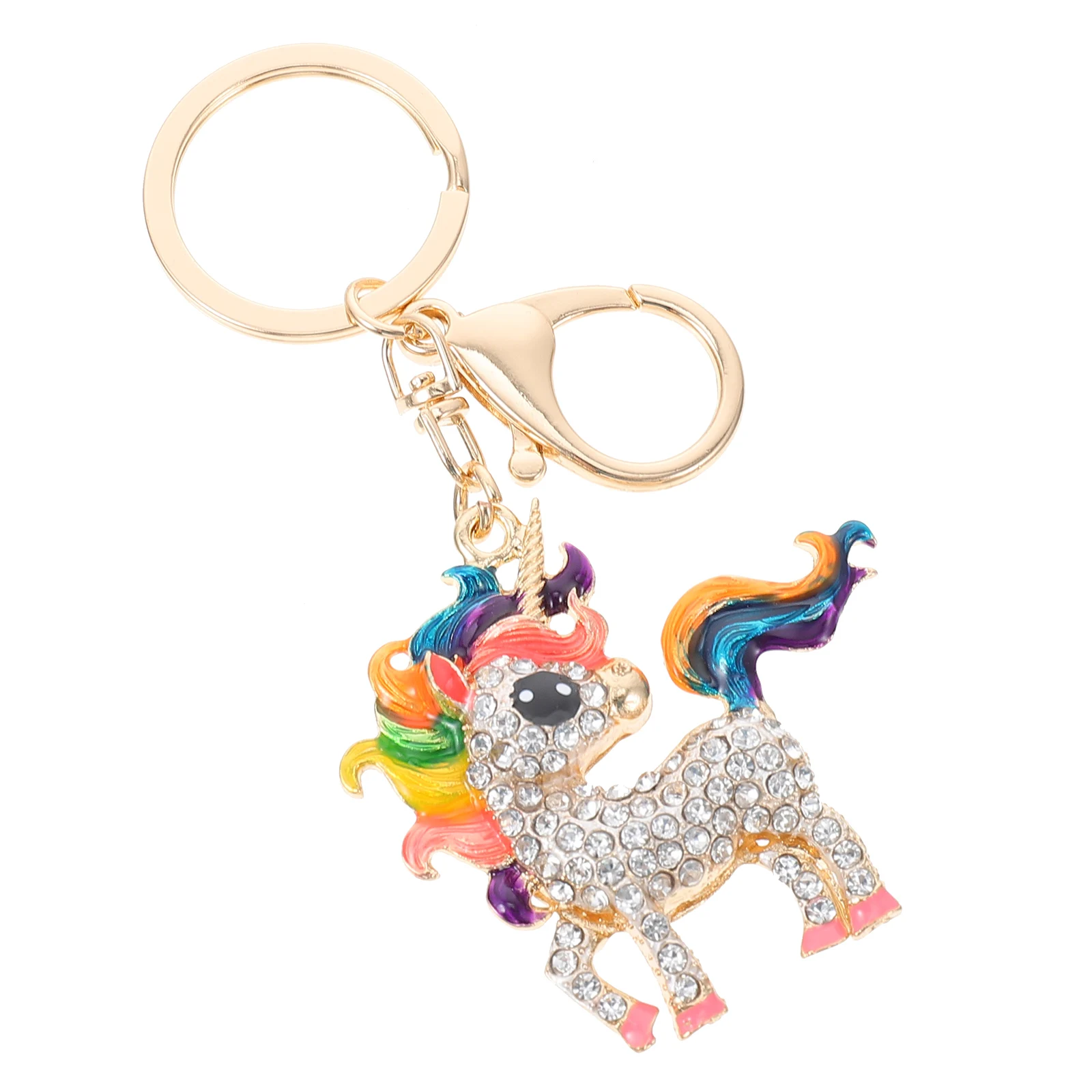

Unicorn Pendant Keychain Rhinestone Zinc Alloy Hanging Decoration Stylish Creative Bag Charm Multi Function Key Ring Handbag