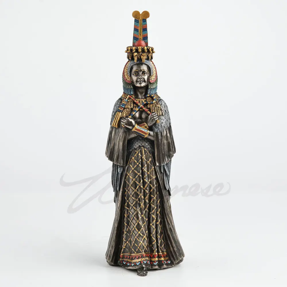 Ancient Egyptian Queen Figurine Resin Statue Pharaoh Wife Sculpture Traditional Headdress Home Office Decorative Ornament Gift