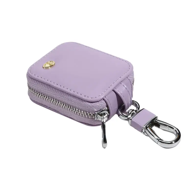 Portafogli chiave mini moda nuovo design tinta unita Borsa piccola per auricolari con cerniera in vera pelle carina con portachiavi per uomo donna